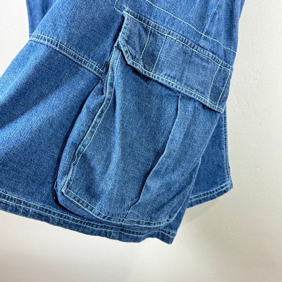 VTG Y2K 90s Women’s Denim Cargo Mini Skirt Plus Size 18 Festival - Picture 3 of 8